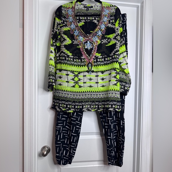 Women’s Mix Nouveau Sheer Boho Beach Swim Cover Up Tunic Beaded Embellishments - Picture 8 of 8